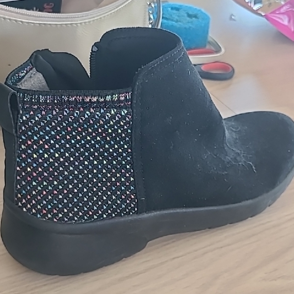 Black Ankle Boots with Mesh and Studded Details